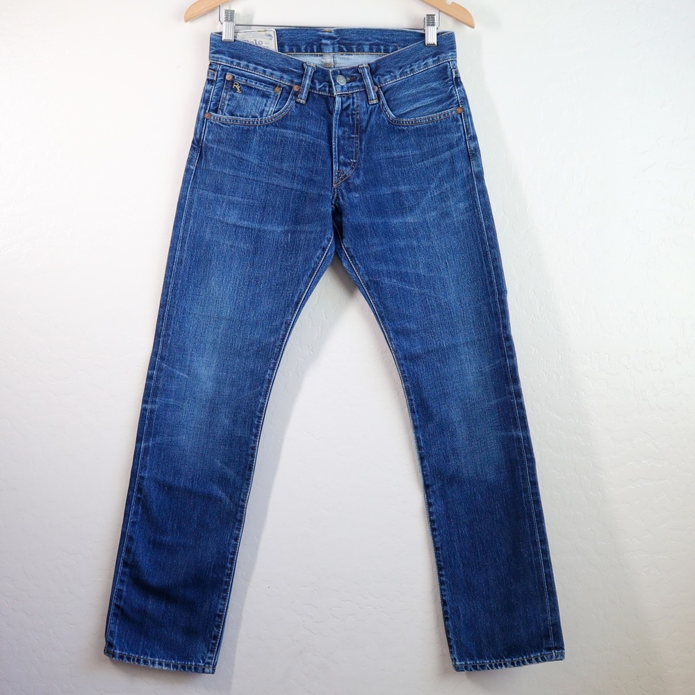 Polo‎ Ralph Lauren Varick Slim Straight Jeans Men's 28x32 Blue Denim Button Fly